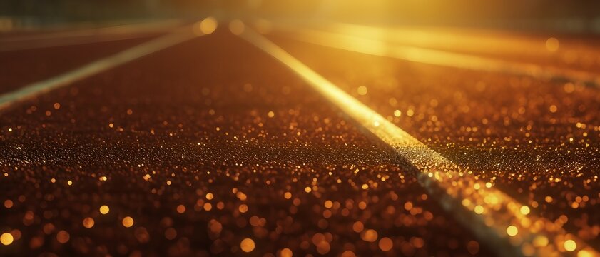 an athletic track-themed UI background that starts with the texture of a rubber track and fades into the golden hue of a winner's medal, Ideal for App and Website Design Background.
