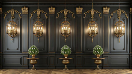 Fototapeta premium Free_photo_3d_interior_with_a_blank_picture_hanging_