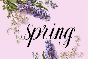 Fototapeta premium background with text Spring and flowers