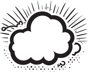 Dynamic Dialogues 80 Words in a PopArt Cloud Logo Bold Banter Monochrome Speech Bubble Icon with 80 Words