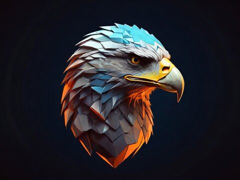 eagle head made of triangular polygons