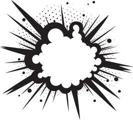 Whimsical Wordplay PopArt Speech Cloud Icon Captivating Chat Dynamic Black Speech Bubble Logo