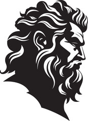 Poseidons Embrace Black Emblematic Vector Icon in 80 Words Ocean Ruler Poseidons Regal Emblematic Logo in Black Vector