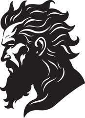 Fototapeta premium Poseidons Legacy Black Iconic Vector Logo Unveiled in 80 Words Aqua Monarch Poseidon Gods Regal Emblematic Black Icon in 80 Words