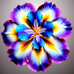 a colorful iris flower isolated on a white mandala art