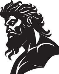 Obraz premium Poseidons Majesty Black Iconic Vector Logo Resplendent in 80 Words Godly Waves Poseidons Regal Emblematic Black Icon Design