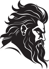 Undersea Deity Poseidons Regal Logo in Black Vector Icon Mythical Majesty Poseidons Emblem in Monochrome Vector