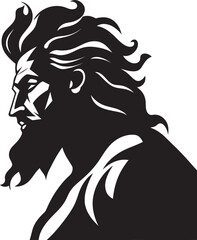 Sea Sovereign Poseidons Vector Logo Resplendent in Black Poseidons Pose Black Icon Design Emerges with 80 Words
