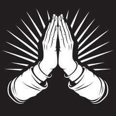Sacred Gesture Praying Hands Black Icon Design in 80 Words Divine Embrace Vector Logo of Praying Hands in Black Simplicity