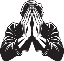 Devotional Designs Praying Man Hands Icon in Vector Celestial Constructs Black Vector Praying Hands
