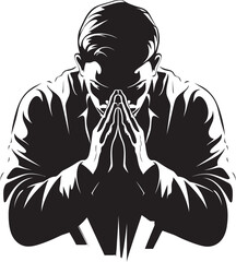 Sacred Shadows Praying Hands Icon in Black Vector Iconic Illumination Elegant Praying Man Hands Vector