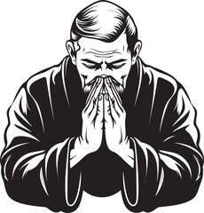 Seraphic Symbols Praying Hands Logo Vector in Black Celestial Configurations Elegant Vector Praying Man Hands