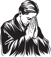 Celestial Configurations Elegant Praying Womans Hands Vector Devotion Defined Praying Woman Hands Icon in Black Vector