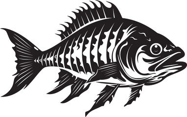 Fototapeta na wymiar Eerie Exoskeleton Iconic Predator Fish Skeleton Logo in Black Vector Bone Chilling Presence Black Icon Design for Predator Fish Skeleton Emblem