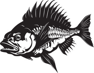 Dreadful Dorsal Elegant Vector Design for Predator Fish Skeleton Logo Bonefish Behemoth Black Icon for Predator Fish Skeleton Logo Design