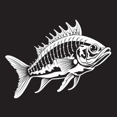 Bonefish Behemoth Black Icon for Predator Fish Skeleton Logo Design Phantom Physiology Vector Black Logo for Predator Fish Skeleton Emblem