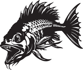 Serrated Specter Symbol Vector Black Logo for Predator Fish Skeleton Stealth Skeleton Mark Elegant Black Icon for Predator Fish Skeleton Emblem