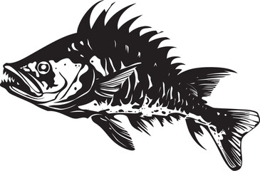 Shadowy Spine Symbol Black Icon Design for Predator Fish Skeleton Logo Sinister Skeletal Insignia Elegant Vector Black Logo for Predator Fish Skeleton