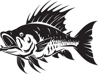 Phantom Physiology Emblem Vector Black Logo for Predator Fish Skeleton Grim Gills Glyph Elegant Black Icon Design for Predator Fish Skeleton
