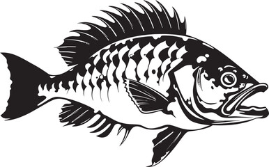 Bone Chilling Presence Minimalistic Black Icon Design for Predator Fish Skeleton Macabre Morphology Vector Black Logo for Predator Fish Skeleton Emblem