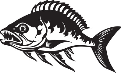 Dreadful Dorsal Insignia Minimalistic Black Icon Design for Predator Fish Skeleton Bonefish Behemoth Black Icon for Predator Fish Skeleton Logo Design