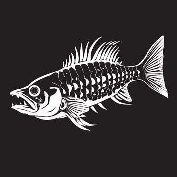 Ominous Osteology Iconic Black Design for Predator Fish Skeleton Logo Menacing Marrow Mark Elegant Vector Black Icon for Predator Fish Skeleton