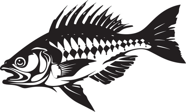 Serrated Specter Symbol Black Icon Design for Predator Fish Skeleton Stealth Skeleton Mark Elegant Black Vector for Predator Fish Skeleton Logo