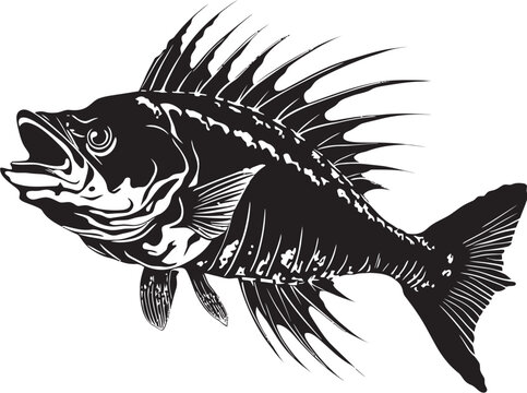 Bonefish Behemoth Black Icon for Predator Fish Skeleton Logo Design Phantom Physiology Emblem Vector Black Logo for Predator Fish Skeleton