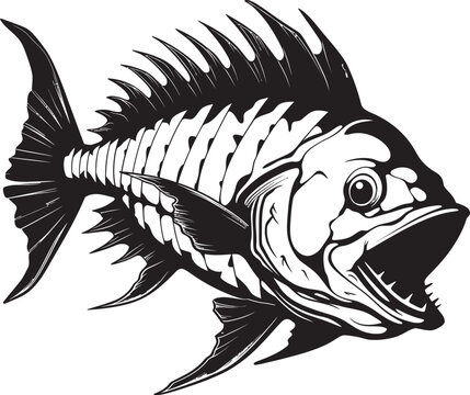 Dreadful Dorsal Elegant Vector Design for Predator Fish Skeleton Logo Bonefish Behemoth Black Icon for Predator Fish Skeleton Logo Design