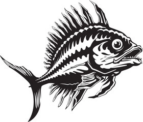 Abyssal Aura Predator Fish Skeleton Logo in Elegant Black Dreadful Dorsal Vector Black Icon Design of Predator Fish Skeleton