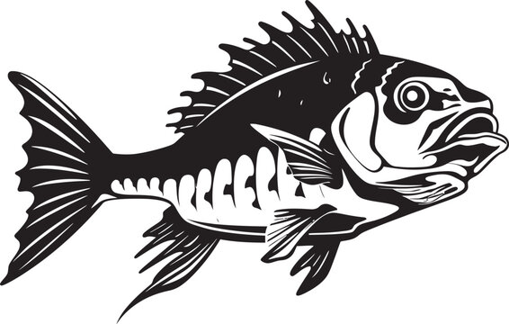 Bonefish Behemoth Black Icon Design of Predator Fish Skeleton Logo Phantom Physiology Vector Logo of Predator Fish Skeleton in Black