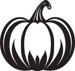 Haunting Harvest Black Icon Design of Pumpkin Logo in Vector Eerie Elegance Minimalistic Pumpkin Icon Design in Black Vector