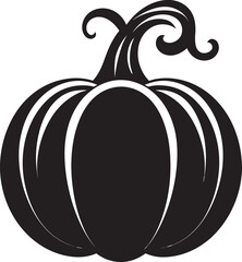 Haunting Harvest Black Vector Icon of Pumpkin Logo Design Eerie Elegance Minimalistic Pumpkin Icon Design in Black Vector