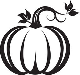 Harvest Shadows Black Iconic Pumpkin Vector Design Phantom Pumpkin Elegant Black Vector Pumpkin Icon Design