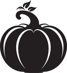 Ghostly Gourd Black Vector Design of Pumpkin Logo Enigmatic Essence Elegant Black Vector Pumpkin Icon Design