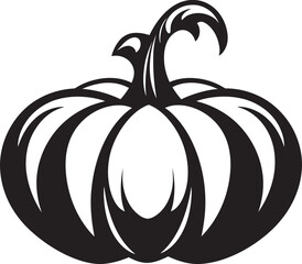 Haunted Harvest Black Icon of Pumpkin Logo in Vector Ghostly Gourd Black Vector Design of Pumpkin Logo