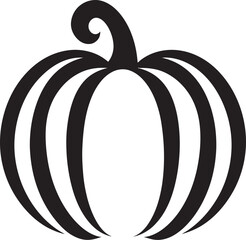 Frightful Flourish Black Vector Design of Pumpkin Logo Harvest Hues Elegant Black Vector Pumpkin Icon Design