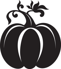 Frightful Flourish Black Iconic Pumpkin Vector Design Harvest Moon Pumpkin Icon Design in Black Vector