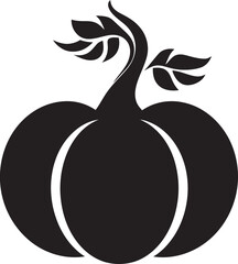 Sinister Silhouette Elegant Pumpkin Icon in Black Vector Enigmatic Essence Black Vector Design of Pumpkin Logo