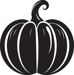 Autumn Abundance Vector Black Pumpkin Logo Design Sinister Silhouette Elegant Pumpkin Icon in Black Vector