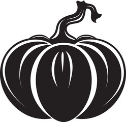 Sinister Squash Black Icon of Pumpkin Logo in Vector Shadowy Harvest Pumpkin Icon Design in Black Vector