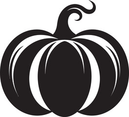 Sinister Shadows Elegant Pumpkin Icon in Black Vector Midnight Harvest Black Vector Design of Pumpkin Logo