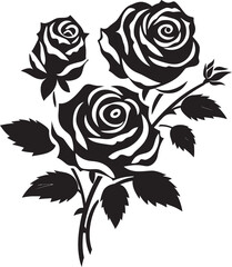 Velvet Petals Black Icon Design for Vector Rose Bouquet Eternal Roses Elegant Vector Design of Rose Bouquet in Black