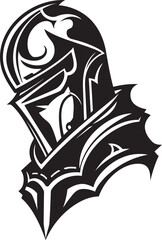 Melancholic Guardian Black Vector Icon Design for Sad Knight Soldier Logo Grieving Sentinel Elegant Black Design for Vector Sad Knight Soldier Emblem