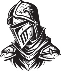 Weeping Warrior Black Vector Icon Design for Sad Knight Soldier Shadowed Sorrow Elegant Black Vector Sad Knight Soldier Emblem