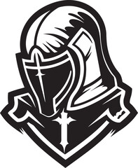 Noir Lament Elegant Black Vector Sad Knight Soldier Logo Tearful Templar Black Icon Design for Vector Sad Knight Soldier