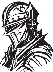 Shadowed Sorrow Black Icon Design for Vector Sad Knight Soldier Mourning Majesty Elegant Black Vector Sad Knight Soldier Emblem