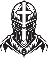 Tearful Tribute Elegant Black Design for Vector Sad Knight Soldier Lamenting Legionnaire Black Icon Design for Vector Sad Knight Soldier