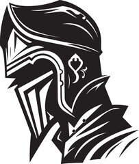 Lamenting Legionnaire Vector Black Icon Design for Sad Knight Soldier Brooding Guardian Black Icon Design for Vector Sad Knight Soldier Emblem