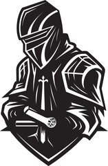 Shadowed Sorrow Elegant Black Vector Sad Knight Soldier Emblem Mourning Majesty Iconic Black Design for Vector Sad Knight Soldier